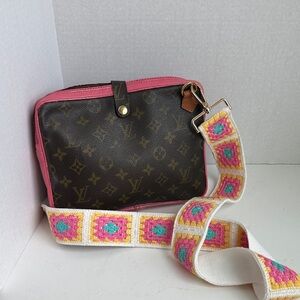Louis Vuitton Cosmetic Bag- converted to Crossbody Bag 
9” x 8” x 1”